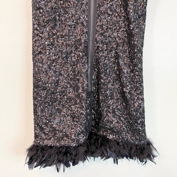 Nanette Lepore Women's Black Sleeveless Sequins Feathers Disco Dress Size 4 - Picture 5 of 11